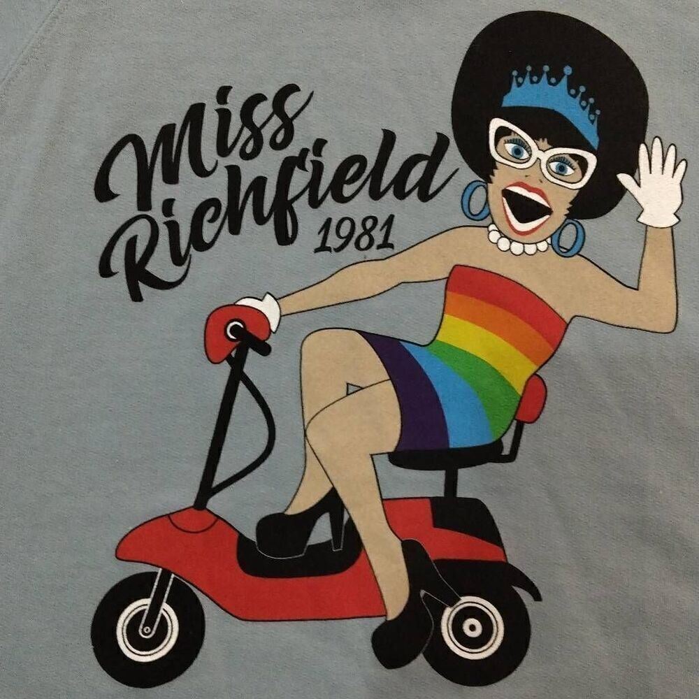 Miss Richfield Pride Scooter Crew Sweatshirt, Large and Blue, NWT
